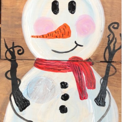 Snowman on Wood